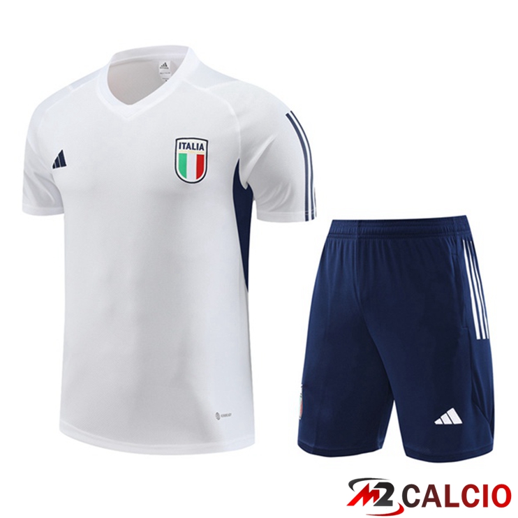 Maglie Calcio Personalizzate,Tute Calcio Squadre,Maglia Nazionale Italiana Calcio | T Shirt Allenamento Italia + Pantaloncini Bianco 2023/2024