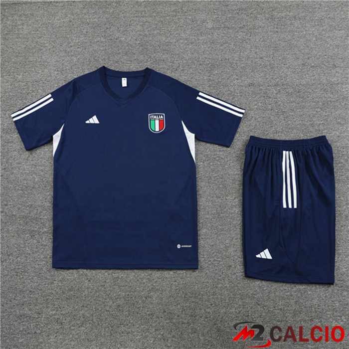 T Shirt Allenamento Italia + Pantaloncini Blu Reale 2023/2024