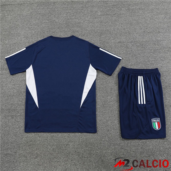 T Shirt Allenamento Italia + Pantaloncini Blu Reale 2023/2024