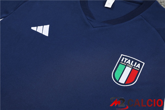T Shirt Allenamento Italia + Pantaloncini Blu Reale 2023/2024
