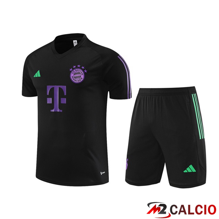 Maglie Calcio Personalizzate,Tute Calcio Squadre,Maglia Nazionale Italiana Calcio | T Shirt Allenamento Bayern Monaco + Pantaloncini Nero 2023/2024
