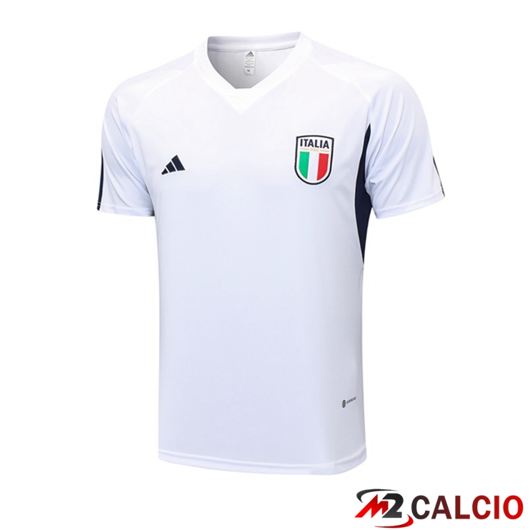 Maglie Calcio Personalizzate,Tute Calcio Squadre,Maglia Nazionale Italiana Calcio | T Shirt Allenamento Italia Bianco 2023/2024