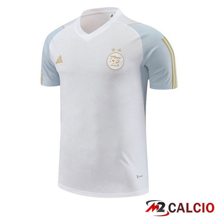 Maglie Calcio Personalizzate,Tute Calcio Squadre,Maglia Nazionale Italiana Calcio | T Shirt Allenamento Algeria Bianco 2023/2024