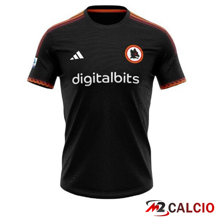 Maglie Calcio Personalizzate,Tute Calcio Squadre,Maglia Nazionale Italiana Calcio | Maglie Calcio AS Roma Terza Nero Versione Trapelata 2023/2024
