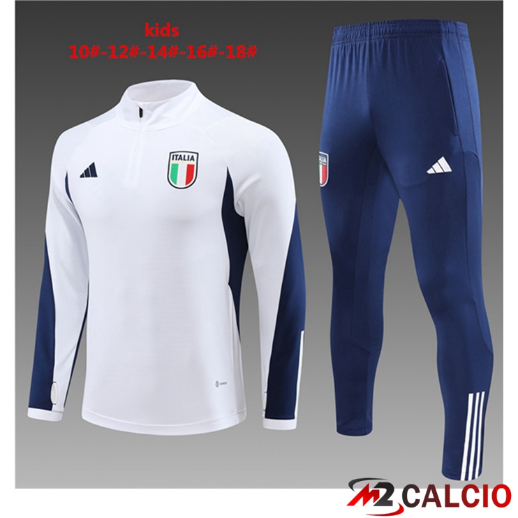 Maglie Calcio Personalizzate,Tute Calcio Squadre,Maglia Nazionale Italiana Calcio | Insieme Tuta Calcio Italia Bambino Bianco 2023/2024