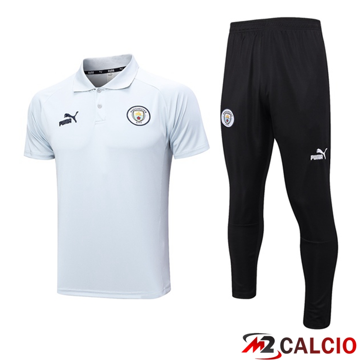 Maglie Calcio Personalizzate,Tute Calcio Squadre,Maglia Nazionale Italiana Calcio | Maglia Polo Manchester City + Pantaloni Bianco 2023/2024