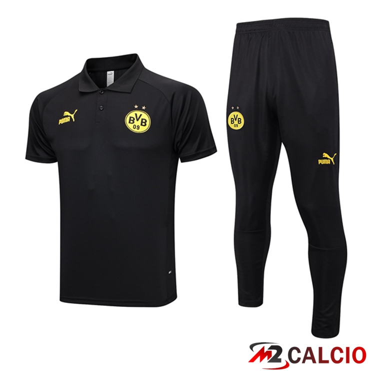 Maglie Calcio Personalizzate,Tute Calcio Squadre,Maglia Nazionale Italiana Calcio | Maglia Polo Dortmund BVB + Pantaloni Nero 2023/2024
