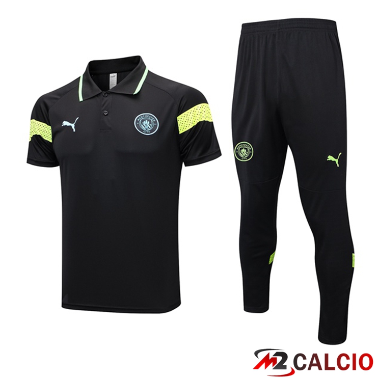 Maglie Calcio Personalizzate,Tute Calcio Squadre,Maglia Nazionale Italiana Calcio | Maglia Polo Manchester City + Pantaloni Nero 2023/2024
