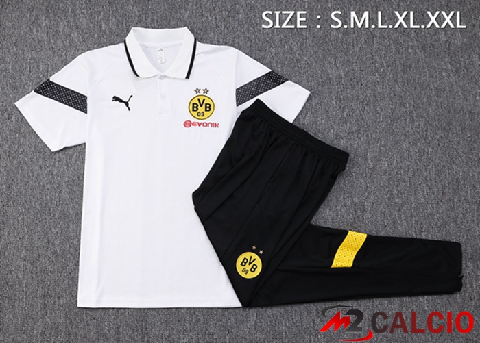 Maglia Polo Dortmund BVB + Pantaloni Bianco 2023/2024