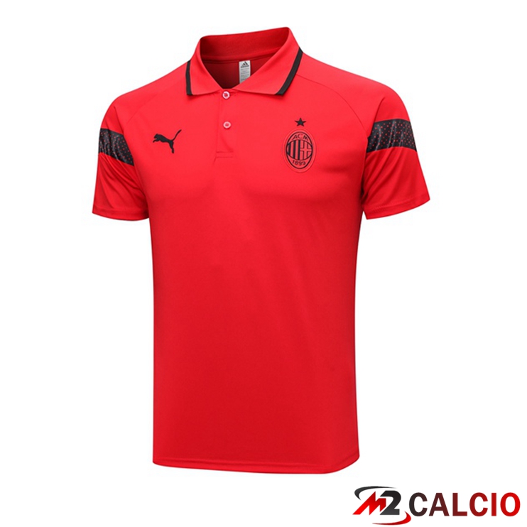 Maglie Calcio Personalizzate,Tute Calcio Squadre,Maglia Nazionale Italiana Calcio | Maglia Polo AC Milan Rosso 2023/2024