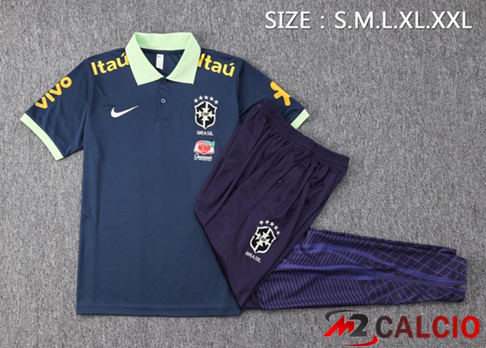 Maglia Polo Brasile + Pantaloni Blu Reale 2023/2024