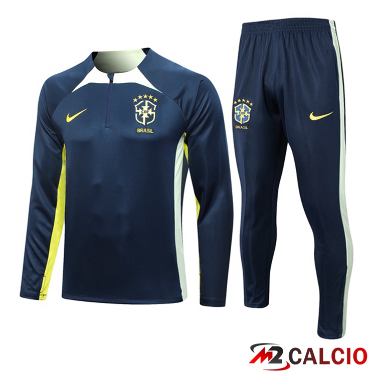 Maglie Calcio Personalizzate,Tute Calcio Squadre,Maglia Nazionale Italiana Calcio | Insieme Tuta Calcio Brasile Blu Reale 2023/2024