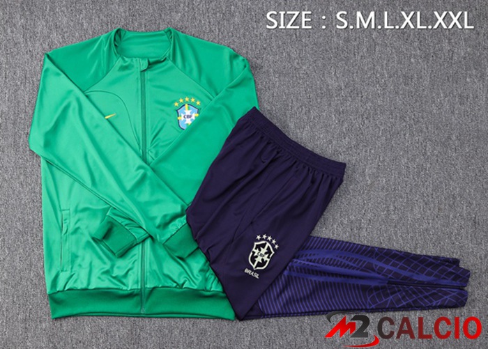 Insieme Tuta Calcio - Giacca Brasile Verde 2023/2024