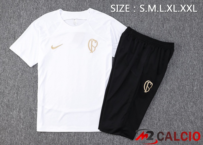 T Shirt Allenamento Corinthians + Pantaloncini Bianco 2023/2024