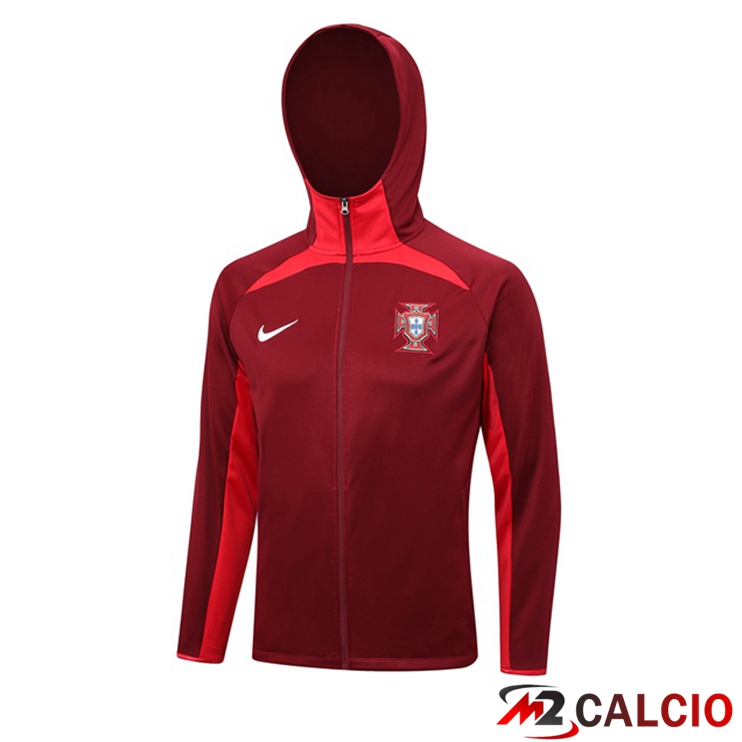 Maglie Calcio Personalizzate,Tute Calcio Squadre,Maglia Nazionale Italiana Calcio | Giacca Con Cappuccio Portogallo Rosso 2023/2024