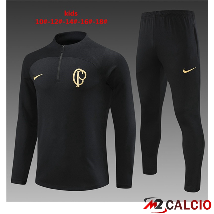 Maglie Calcio Personalizzate,Tute Calcio Squadre,Maglia Nazionale Italiana Calcio | Insieme Tuta Calcio Corinthians Bambino Nero 2023/2024