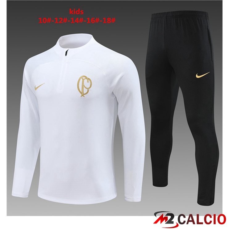 Maglie Calcio Personalizzate,Tute Calcio Squadre,Maglia Nazionale Italiana Calcio | Insieme Tuta Calcio Corinthians Bambino Bianco 2023/2024