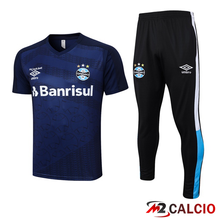 Maglie Calcio Personalizzate,Tute Calcio Squadre,Maglia Nazionale Italiana Calcio | T Shirt Allenamento Gremio + Pantaloni Blu Reale 2023/2024