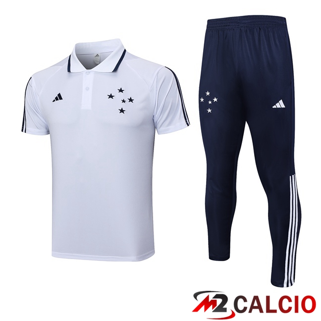 Maglie Calcio Personalizzate,Tute Calcio Squadre,Maglia Nazionale Italiana Calcio | Maglia Polo Cruzeiro EC + Pantaloni Bianco 2023/2024