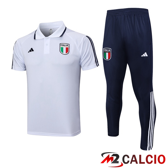 Maglie Calcio Personalizzate,Tute Calcio Squadre,Maglia Nazionale Italiana Calcio | Maglia Polo Italia + Pantaloni Bianco 2023/2024
