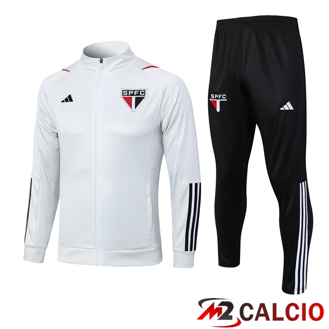 Maglie Calcio Personalizzate,Tute Calcio Squadre,Maglia Nazionale Italiana Calcio | Insieme Tuta Calcio - Giacca Sao Paulo FC Bianco 2023/2024