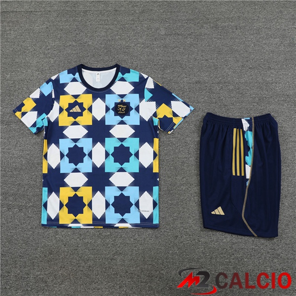 T Shirt Allenamento Algeria + Pantaloncini Bianco Blu 2023/2024