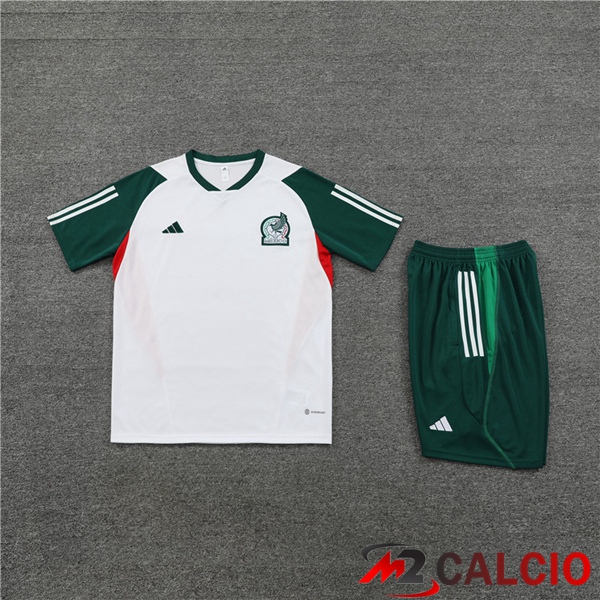T Shirt Allenamento Messico + Pantaloncini Bianco 2023/2024
