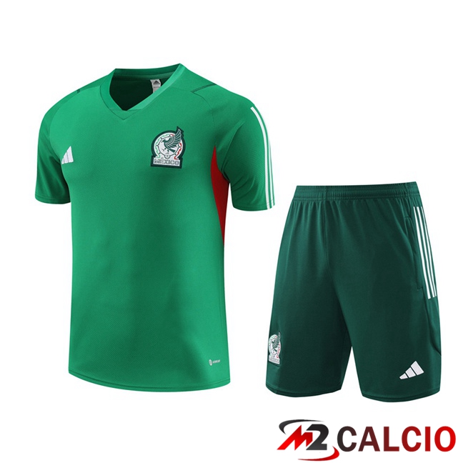 Maglie Calcio Personalizzate,Tute Calcio Squadre,Maglia Nazionale Italiana Calcio | T Shirt Allenamento Messico + Pantaloncini Verde 2023/2024