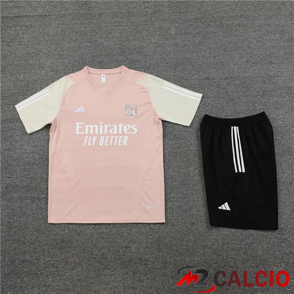 T Shirt Allenamento Lyon OL + Pantaloncini Rosa 2023/2024