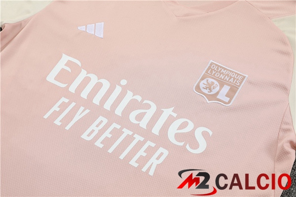 T Shirt Allenamento Lyon OL + Pantaloncini Rosa 2023/2024