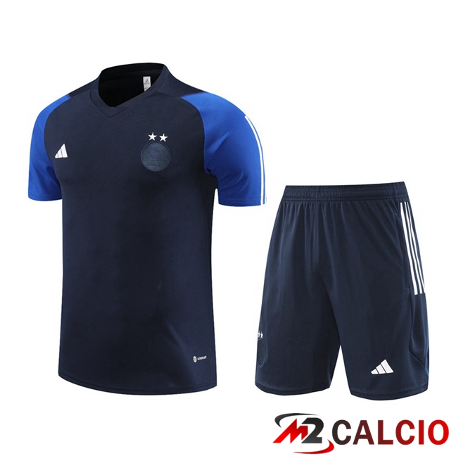 Maglie Calcio Personalizzate,Tute Calcio Squadre,Maglia Nazionale Italiana Calcio | T Shirt Allenamento Algeria + Pantaloncini Blu Reale 2023/2024