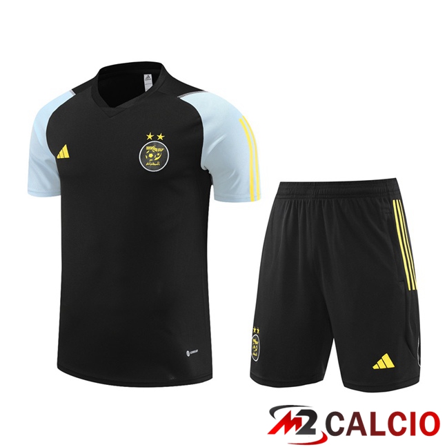 Maglie Calcio Personalizzate,Tute Calcio Squadre,Maglia Nazionale Italiana Calcio | T Shirt Allenamento Algeria + Pantaloncini Nero 2023/2024