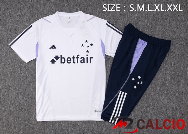 T Shirt Allenamento Cruzeiro EC + Pantaloncini Bianco 2023/2024