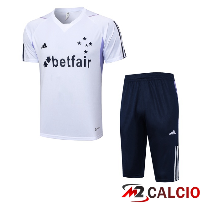 Maglie Calcio Personalizzate,Tute Calcio Squadre,Maglia Nazionale Italiana Calcio | T Shirt Allenamento Cruzeiro EC + Pantaloncini Bianco 2023/2024