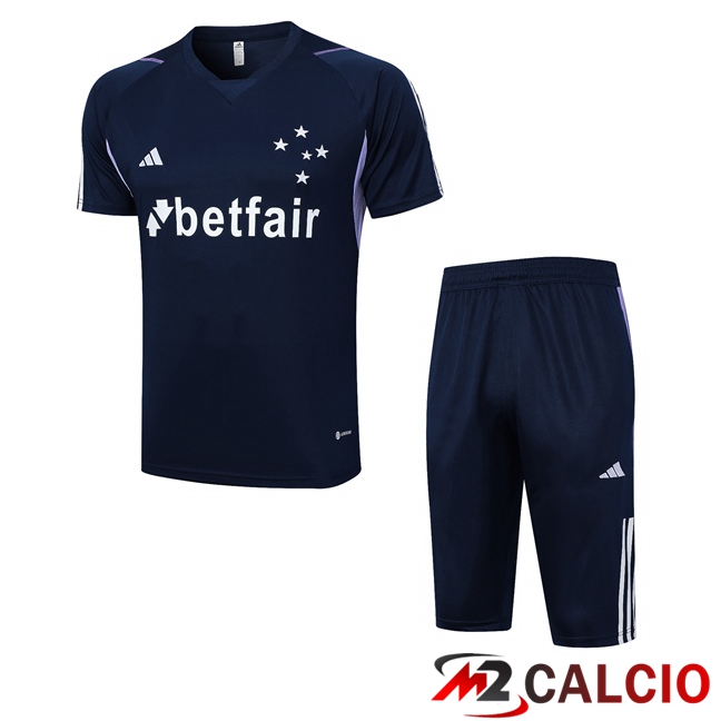 Maglie Calcio Personalizzate,Tute Calcio Squadre,Maglia Nazionale Italiana Calcio | T Shirt Allenamento Cruzeiro EC + Pantaloncini Blu Reale 2023/2024