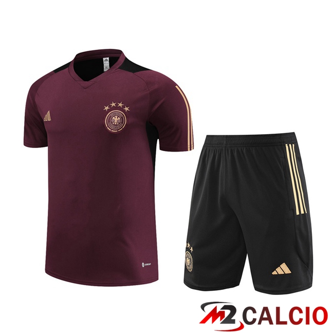 Maglie Calcio Personalizzate,Tute Calcio Squadre,Maglia Nazionale Italiana Calcio | T Shirt Allenamento Germania + Pantaloncini Rosso 2023/2024