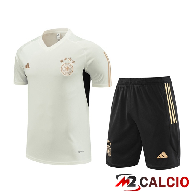 Maglie Calcio Personalizzate,Tute Calcio Squadre,Maglia Nazionale Italiana Calcio | T Shirt Allenamento Germania + Pantaloncini Bianco 2023/2024