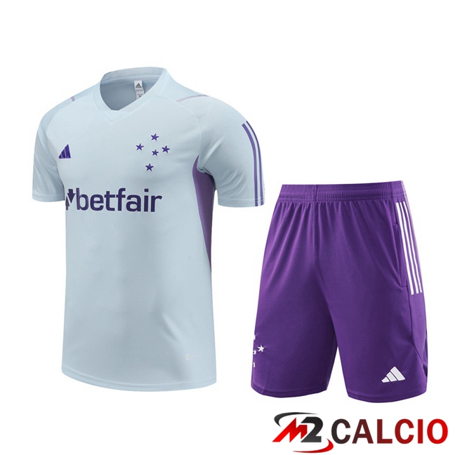 Maglie Calcio Personalizzate,Tute Calcio Squadre,Maglia Nazionale Italiana Calcio | T Shirt Allenamento Cruzeiro EC + Pantaloncini Grigio 2023/2024
