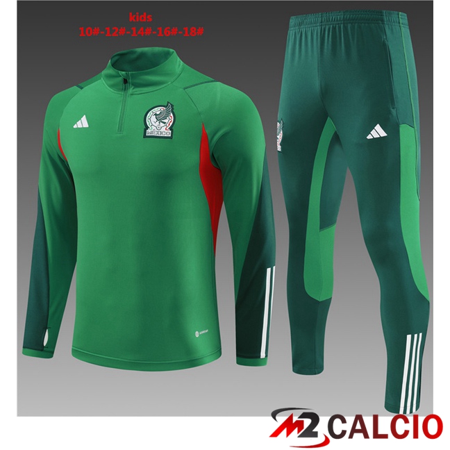 Maglie Calcio Personalizzate,Tute Calcio Squadre,Maglia Nazionale Italiana Calcio | Insieme Tuta Calcio Messico Bambino Verde 2023/2024