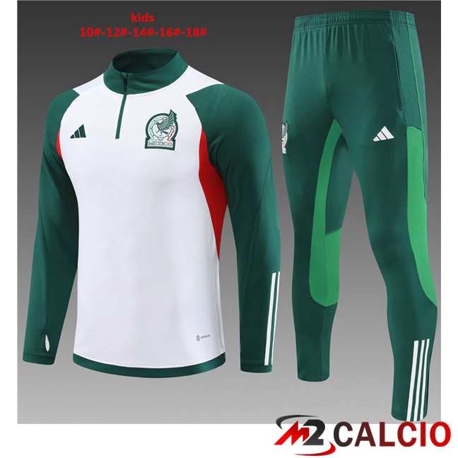 Maglie Calcio Personalizzate,Tute Calcio Squadre,Maglia Nazionale Italiana Calcio | Insieme Tuta Calcio Messico Bambino Bianco 2023/2024
