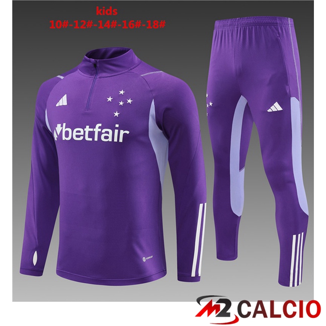 Maglie Calcio Personalizzate,Tute Calcio Squadre,Maglia Nazionale Italiana Calcio | Insieme Tuta Calcio Cruzeiro EC Bambino Viola 2023/2024