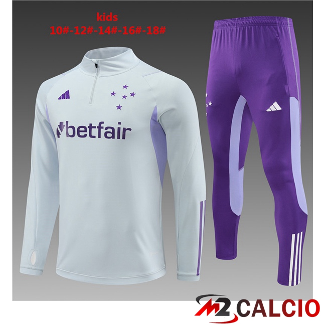 Maglie Calcio Personalizzate,Tute Calcio Squadre,Maglia Nazionale Italiana Calcio | Insieme Tuta Calcio Cruzeiro EC Bambino Grigio 2023/2024