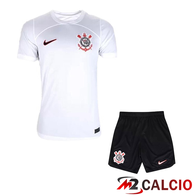 Maglie Calcio Personalizzate,Tute Calcio Squadre,Maglia Nazionale Italiana Calcio | Maglie Calcio Corinthians Bambino Prima Bianco 2023/2024
