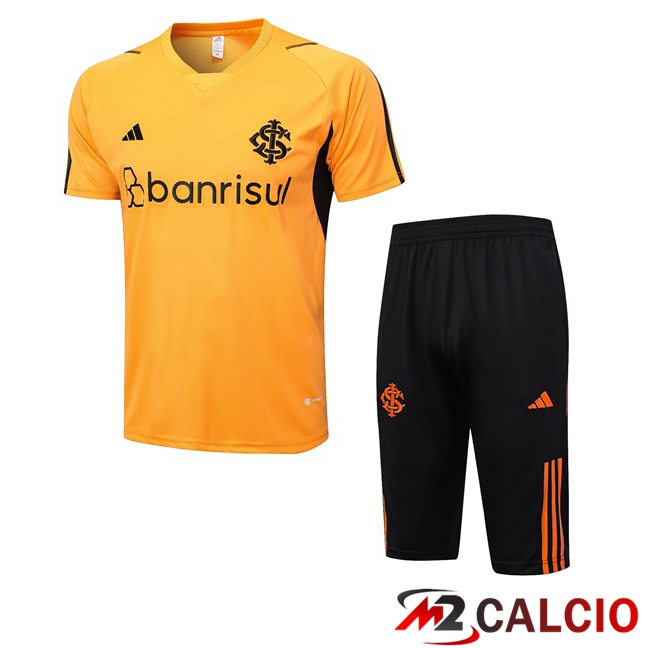 Maglie Calcio Personalizzate,Tute Calcio Squadre,Maglia Nazionale Italiana Calcio | T Shirt Allenamento SC Internacional + Pantaloncini Arancia 2023/2024