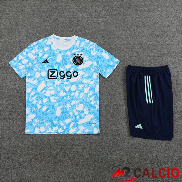 T Shirt Allenamento AFC Ajax + Pantaloncini Blu Bianco 2023/2024