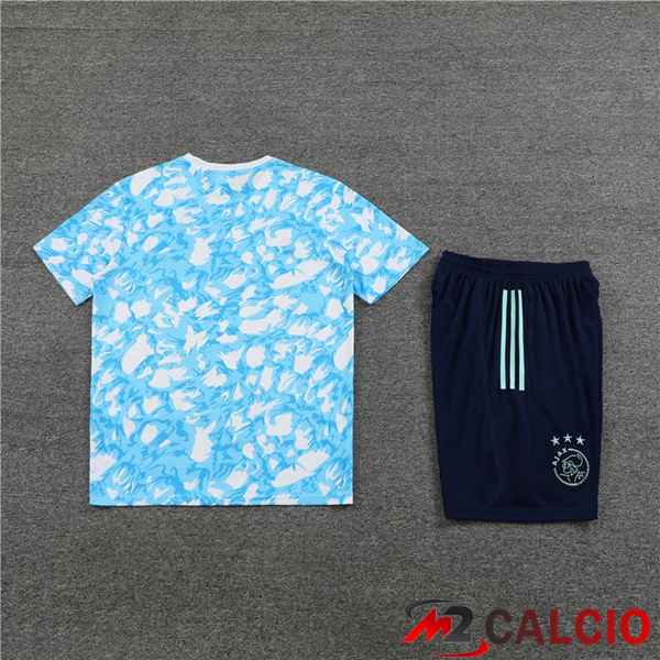 T Shirt Allenamento AFC Ajax + Pantaloncini Blu Bianco 2023/2024