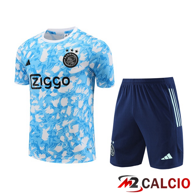 T Shirt Allenamento AFC Ajax + Pantaloncini Blu Bianco 2023/2024