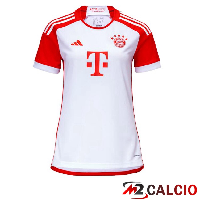 Maglia Calcio Bayern Monaco Donna Prima Bianco Rosso 2023/2024