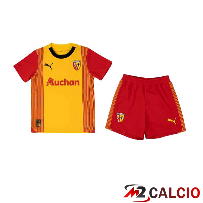 Maglie Calcio Personalizzate,Tute Calcio Squadre,Maglia Nazionale Italiana Calcio | Maglia Calcio RC Lens Bambino Prima Giallo Rosso 2023/2024