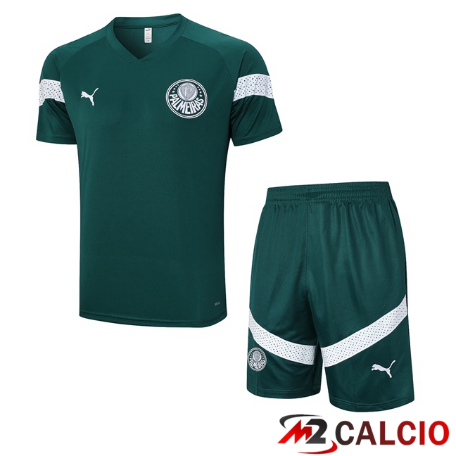 Maglie Calcio Personalizzate,Tute Calcio Squadre,Maglia Nazionale Italiana Calcio | T Shirt Allenamento Palmeiras + Pantaloncini Verde 2023/2024